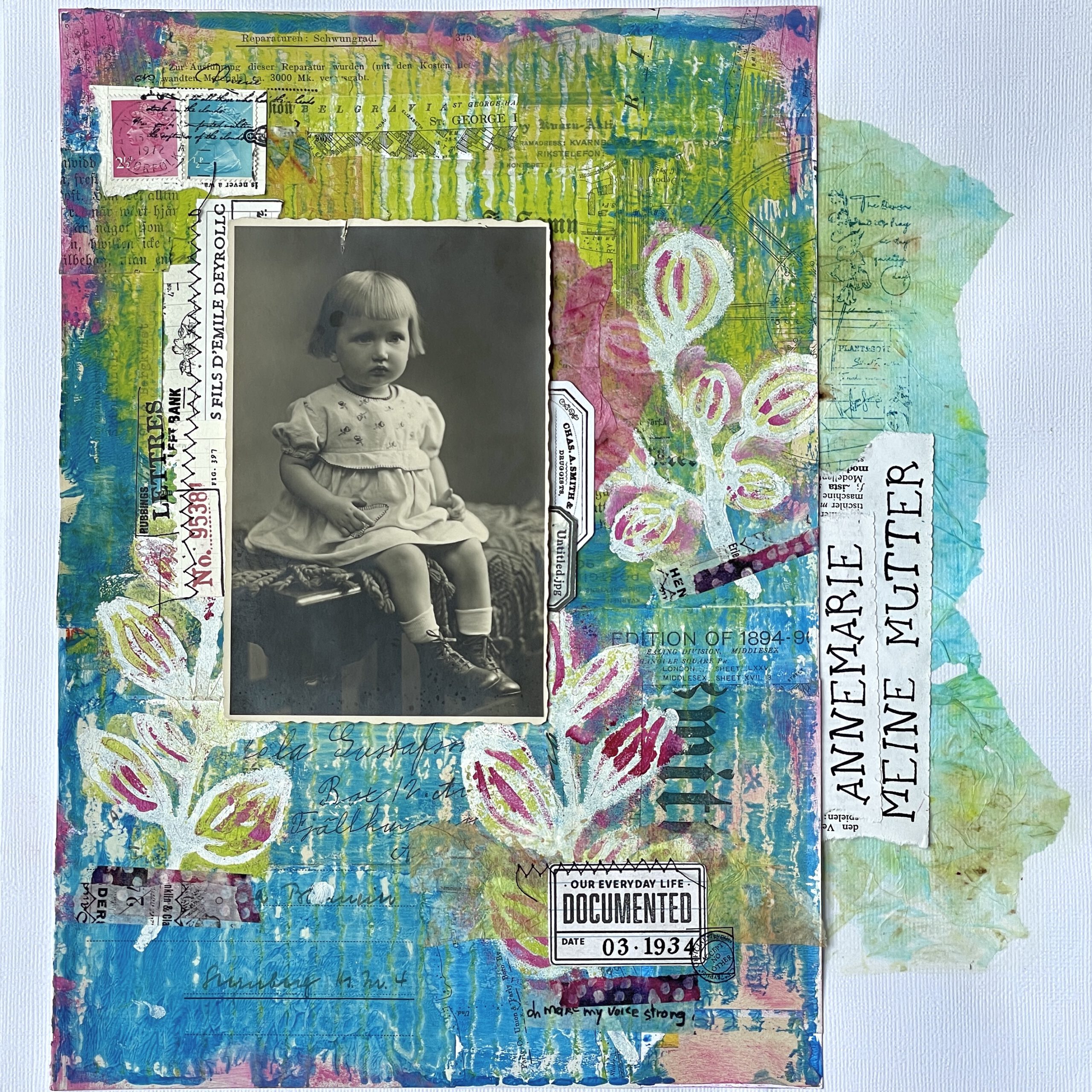 barb@home: Blumen, Vintage-Papier & Gel Press